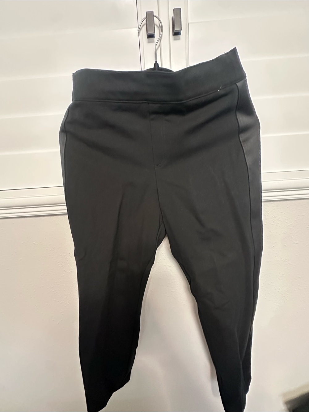 Spanx The Perfect Black Pant Satin Tuxedo Side Stripe Ankle Slim Straight